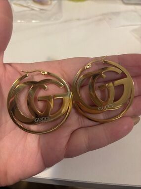 Gold Double G Logo Hoop Earrings